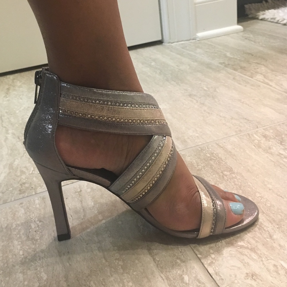 Two-Tone Crossover Evening Heels